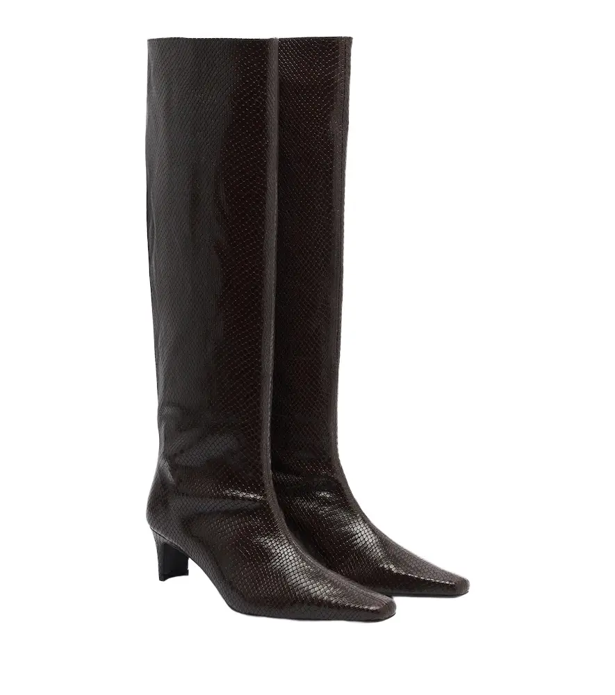 Wally snake-print leather knee-high boots Wally snake-print leather knee-high boots