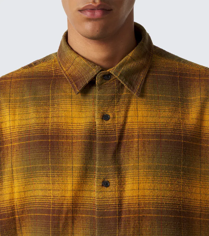 A.PRESSE A. Presse Checked cotton and silk twill shirt | Thumbnail 6