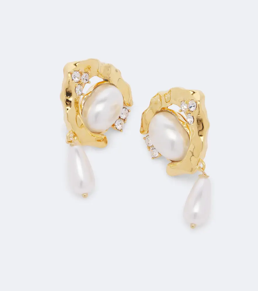 Oscar de la Renta Embellished pearl drop earrings | Thumbnail 4 Oscar de la Renta Embellished pearl drop earrings | Thumbnail 4
