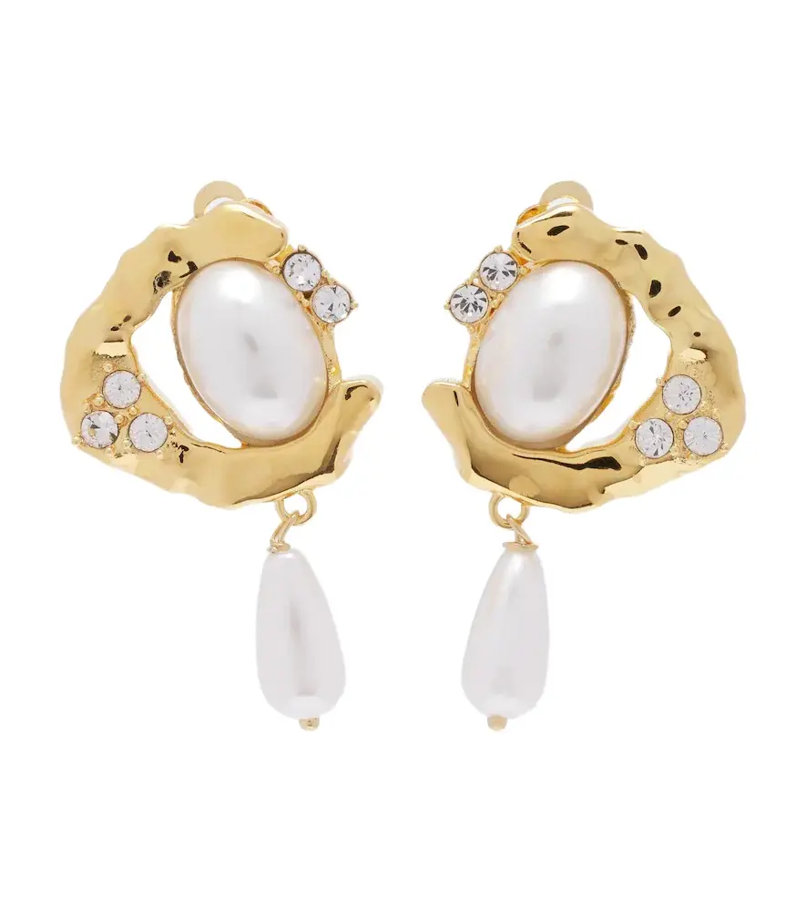 Oscar de la Renta Embellished pearl drop earrings