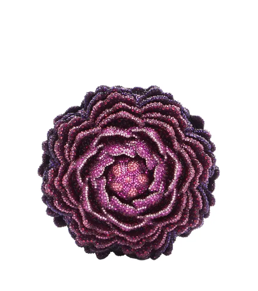 Peony Belladonna crystal-embellished clutch