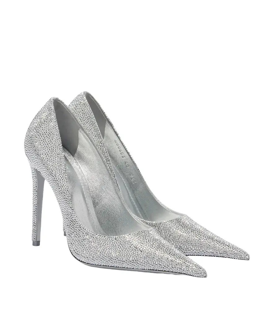 Gucci Donna embellished metallic leather pumps