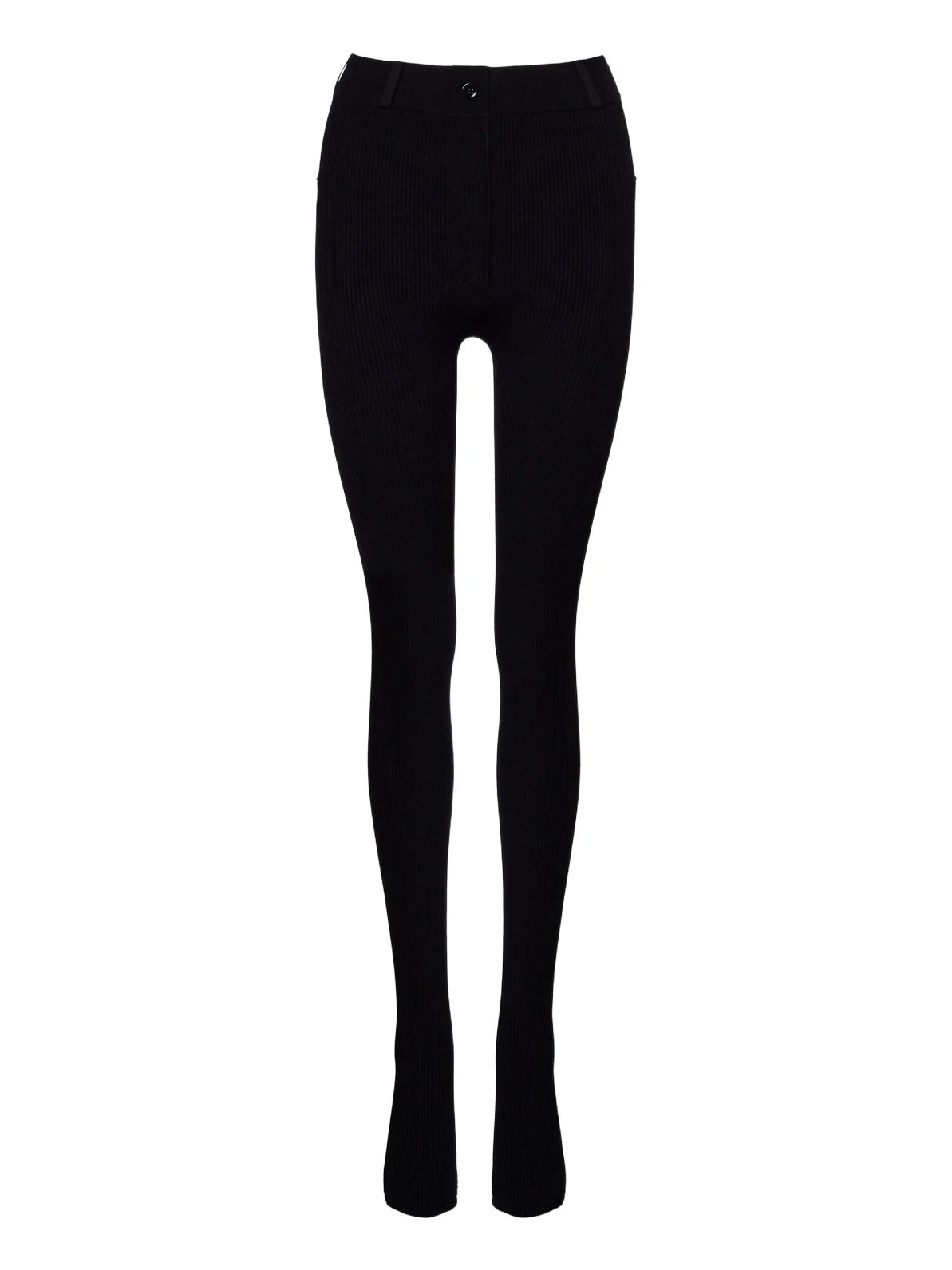 Leather-trimmed ribbed-knit leggings Leather-trimmed ribbed-knit leggings