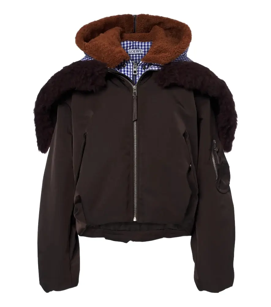 Gingham hooded layered technical jacket Gingham hooded layered technical jacket