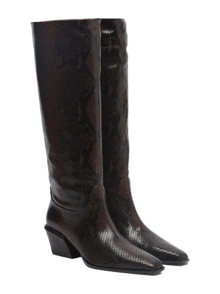 Bettina snake-effect leather knee-high boots