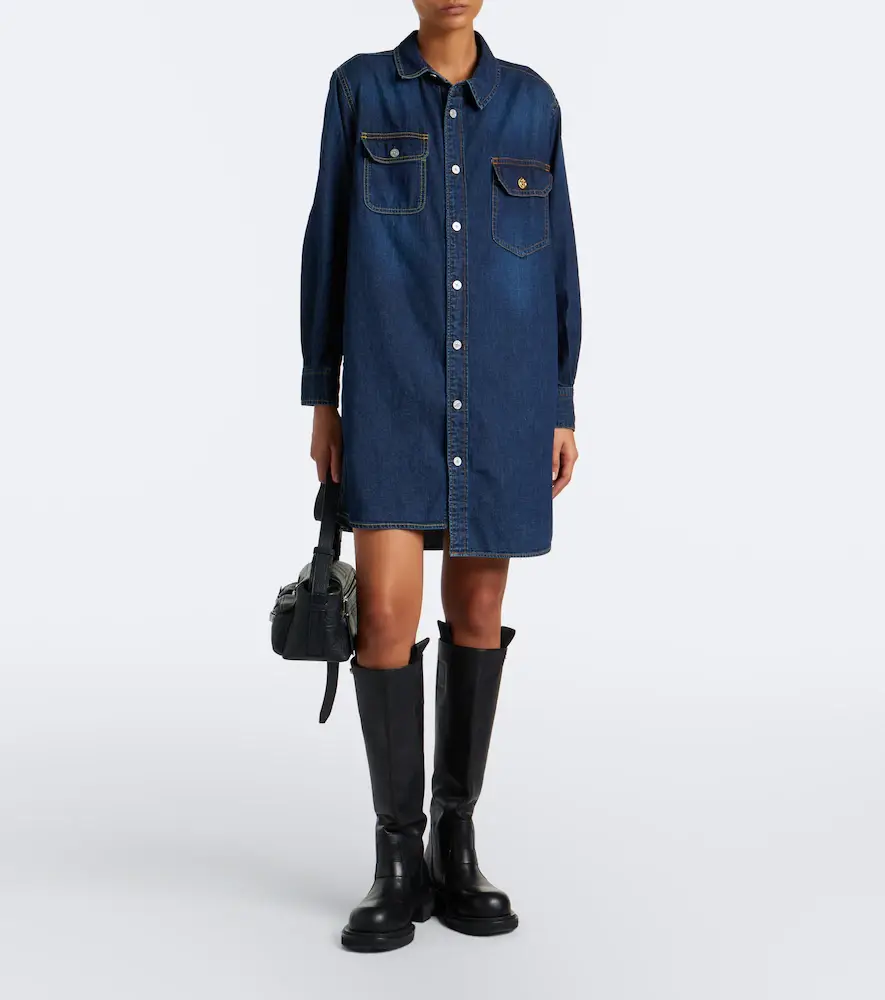 Sacai Asymmetric denim shirt dress | Thumbnail 2