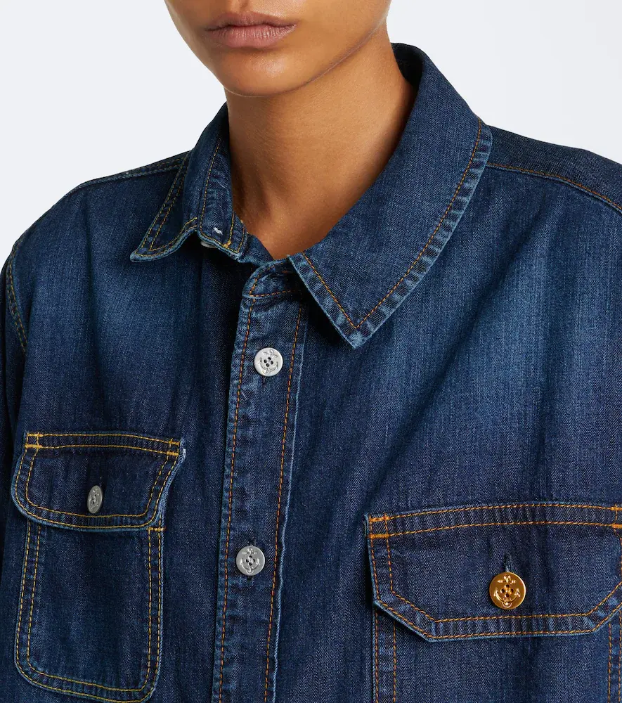 Sacai Asymmetric denim shirt dress | Thumbnail 4