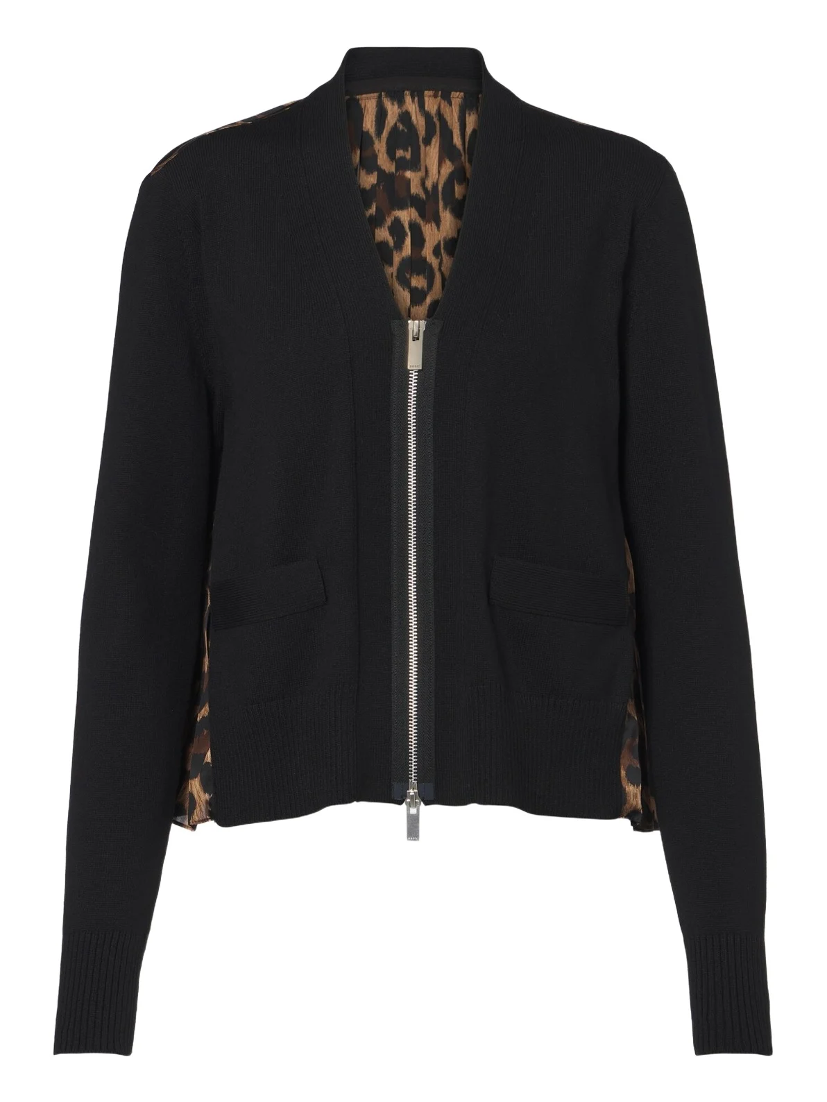Sacai Paneled leopard-print cotton-blend cardigan