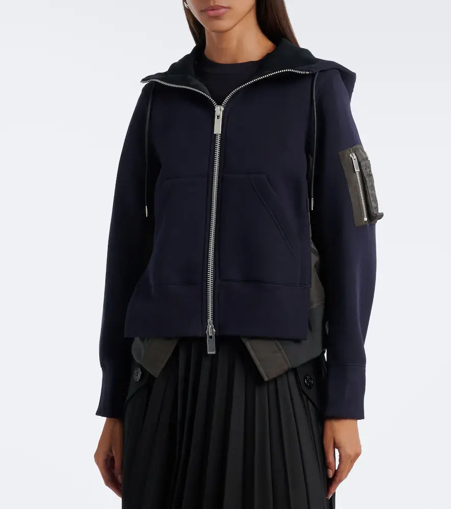 Sacai Paneled cotton-blend zip-up hoodie | Thumbnail 4 Sacai Paneled cotton-blend zip-up hoodie | Thumbnail 4
