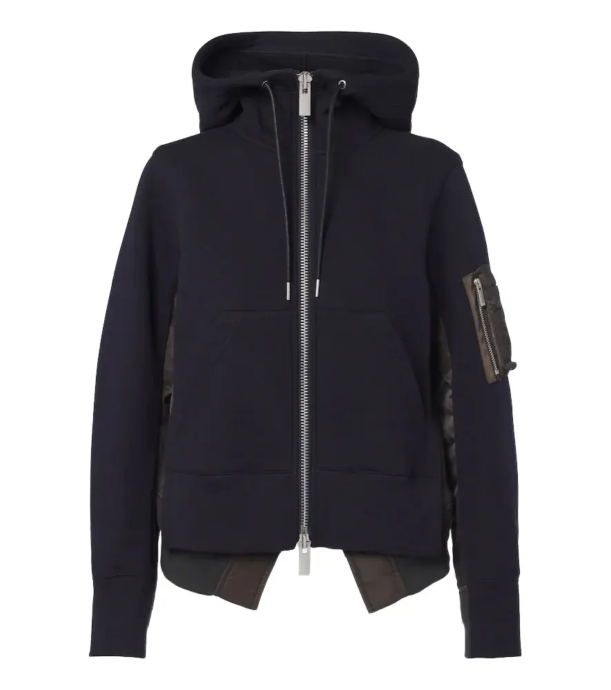 Paneled cotton-blend zip-up hoodie Paneled cotton-blend zip-up hoodie