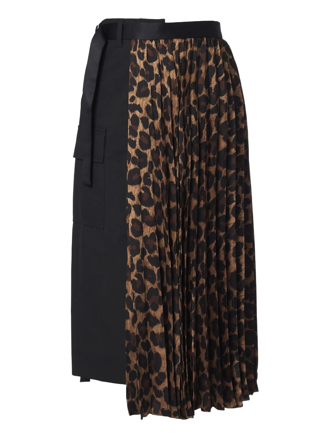 Sacai Paneled leopard-print midi skirt