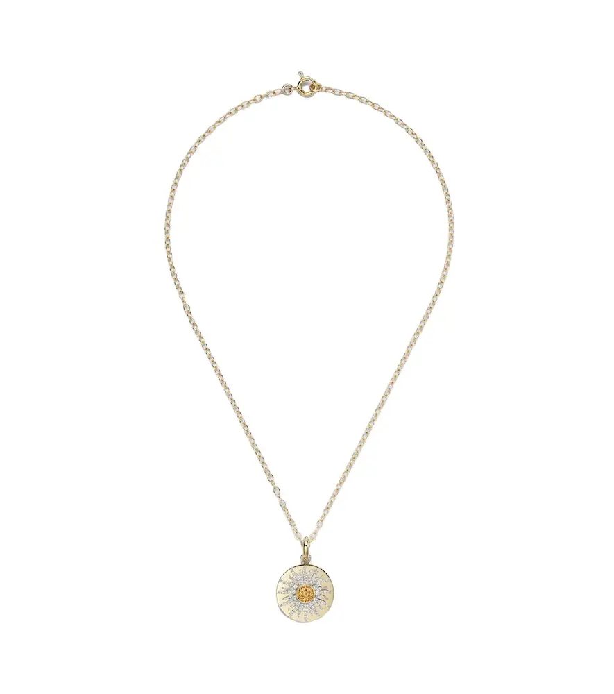 Yvonne Léon Yvonne Léon Mini Roi Soleil 18kt gold pendant necklace with diamonds and citrines