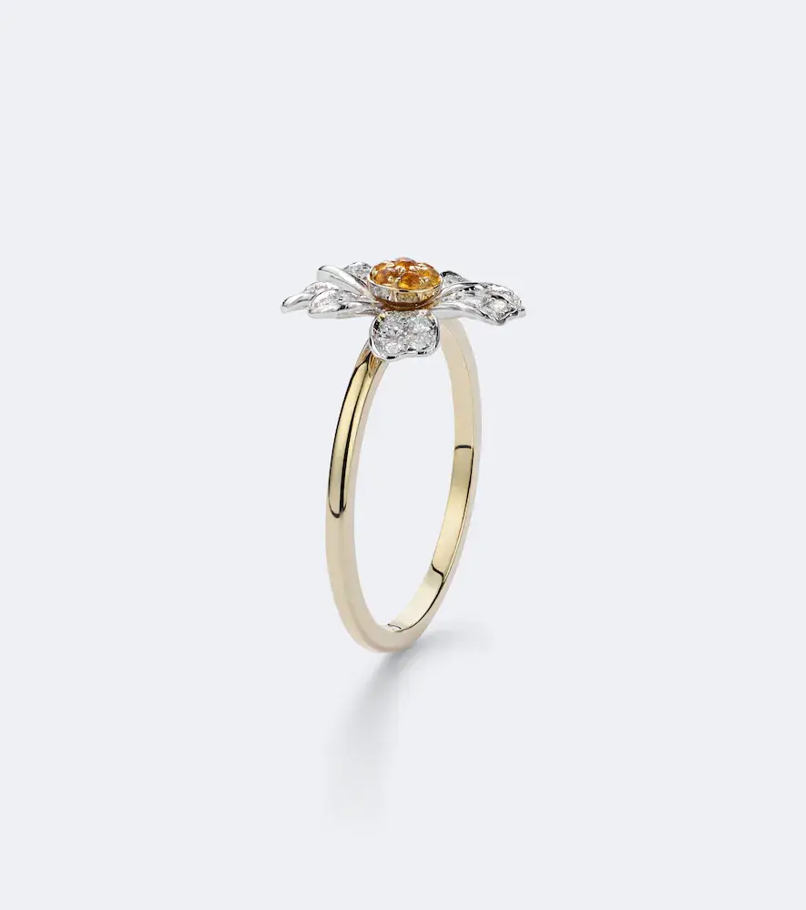 Yvonne Léon Yvonne Léon Marguerite 9kt gold ring with diamonds and citrines | Thumbnail 3