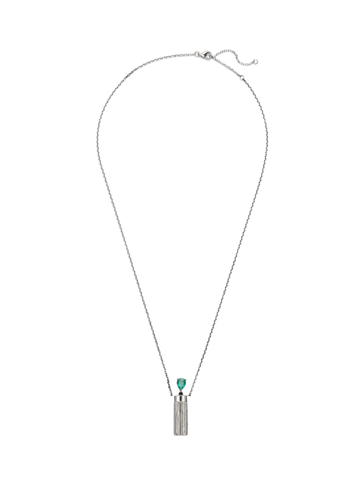 Petit Vase Berlingot and Bouchon 9kt white gold pendant necklace with emerald and diamond Petit Vase Berlingot and Bouchon 9kt white gold pendant necklace with emerald and diamond