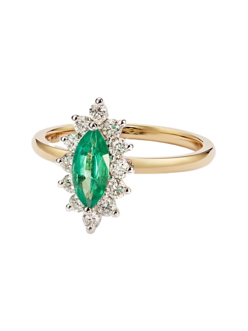 Yvonne Léon Yvonne Léon Pompadour 18kt gold ring with emerald and diamonds