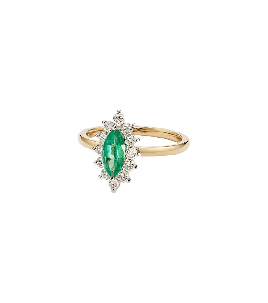 Yvonne Léon Yvonne Léon Pompadour 18kt gold ring with emerald and diamonds