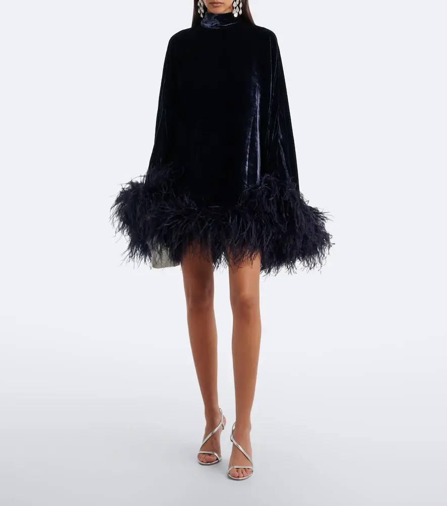 Taller Marmo Vegas feather-trimmed velvet minidress | Thumbnail 2 Taller Marmo Vegas feather-trimmed velvet minidress | Thumbnail 2