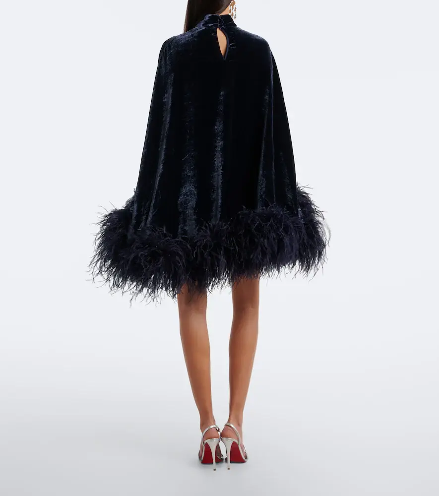 Taller Marmo Vegas feather-trimmed velvet minidress | Thumbnail 4 Taller Marmo Vegas feather-trimmed velvet minidress | Thumbnail 4