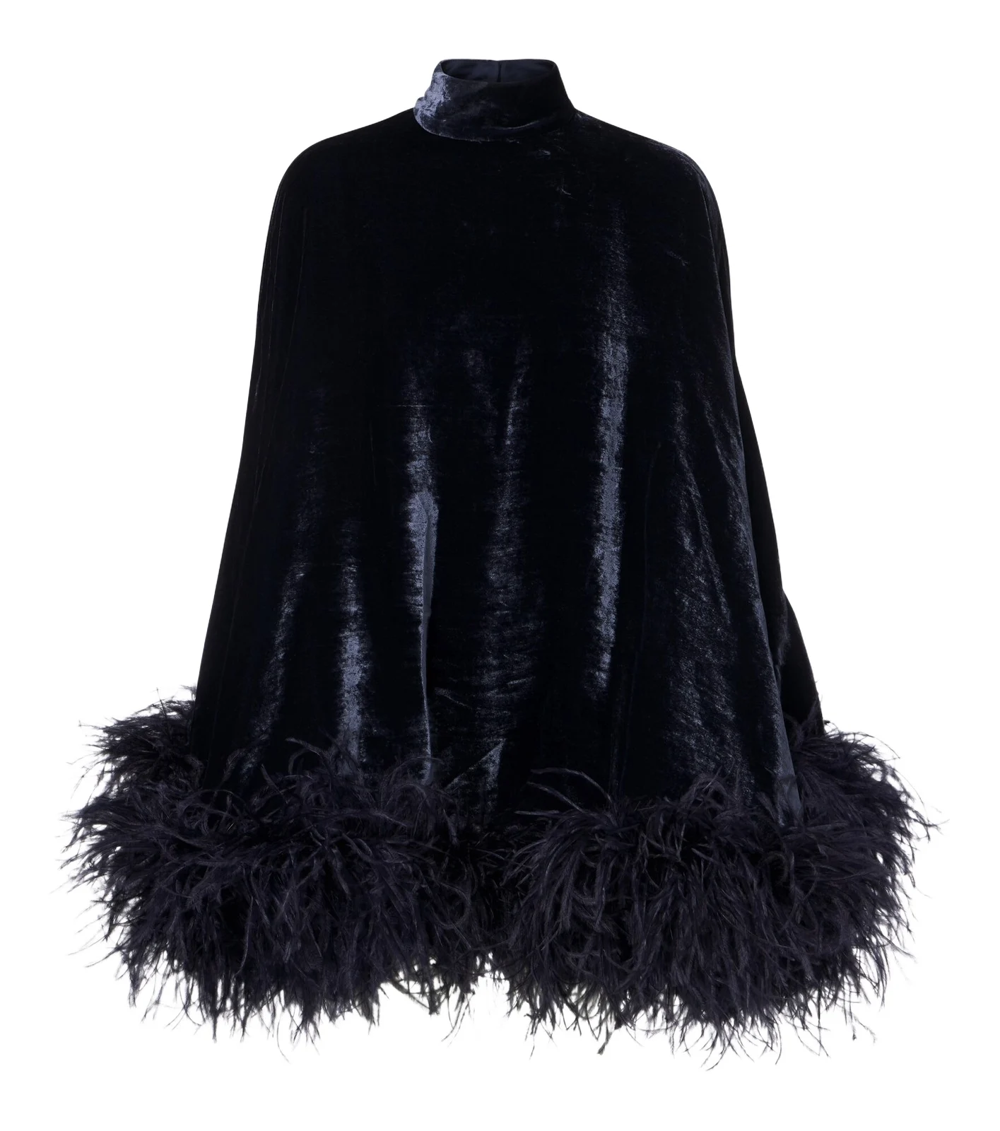 Taller Marmo Vegas feather-trimmed velvet minidress