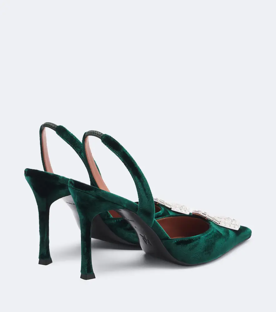 Amina Muaddi Camelia embellished velvet slingback pumps | Thumbnail 2 Amina Muaddi Camelia embellished velvet slingback pumps | Thumbnail 2