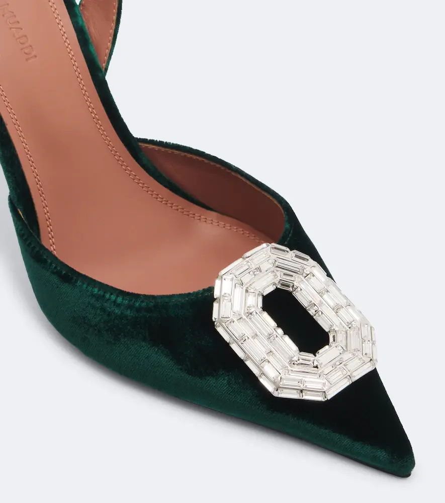 Amina Muaddi Camelia embellished velvet slingback pumps | Thumbnail 3 Amina Muaddi Camelia embellished velvet slingback pumps | Thumbnail 3