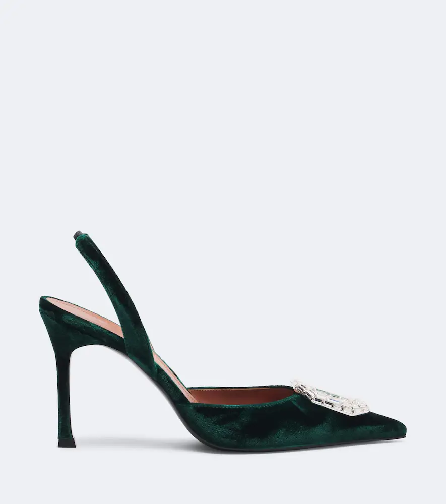 Amina Muaddi Camelia embellished velvet slingback pumps | Thumbnail 4 Amina Muaddi Camelia embellished velvet slingback pumps | Thumbnail 4