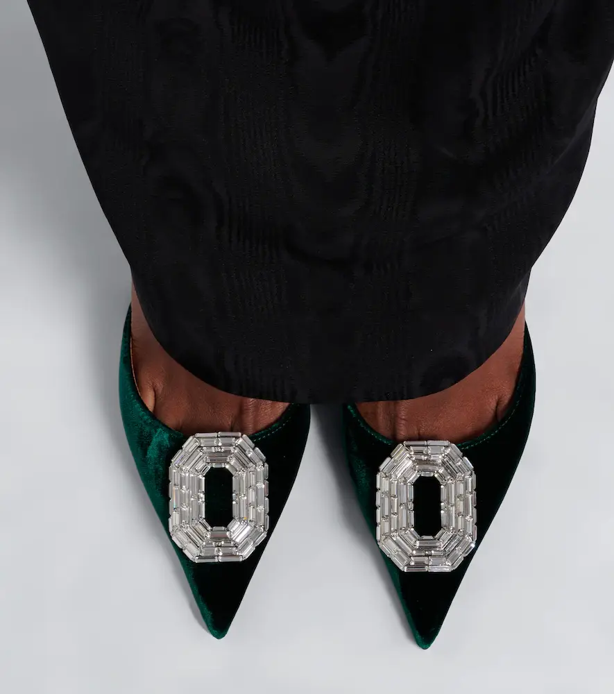 Amina Muaddi Camelia embellished velvet slingback pumps | Thumbnail 5 Amina Muaddi Camelia embellished velvet slingback pumps | Thumbnail 5