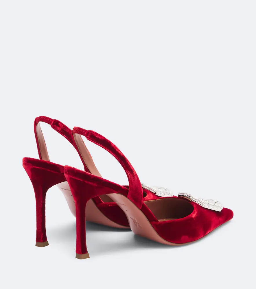 Amina Muaddi Camelia embellished velvet slingback pumps | Thumbnail 2 Amina Muaddi Camelia embellished velvet slingback pumps | Thumbnail 2