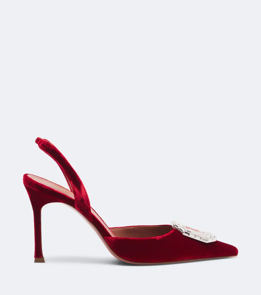 Amina Muaddi Camelia embellished velvet slingback pumps | Thumbnail 3 Amina Muaddi Camelia embellished velvet slingback pumps | Thumbnail 3