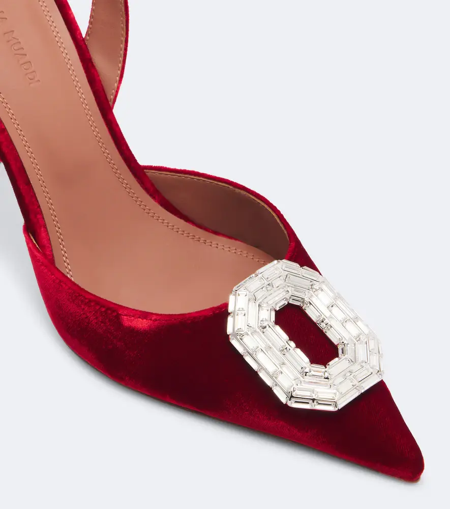 Amina Muaddi Camelia embellished velvet slingback pumps | Thumbnail 4 Amina Muaddi Camelia embellished velvet slingback pumps | Thumbnail 4
