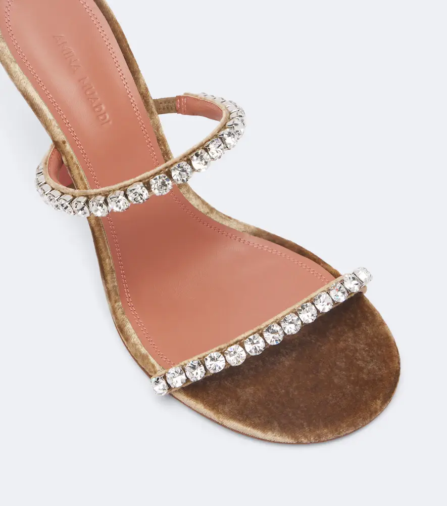 Amina Muaddi Gigi embellished velvet mules | Thumbnail 3 Amina Muaddi Gigi embellished velvet mules | Thumbnail 3