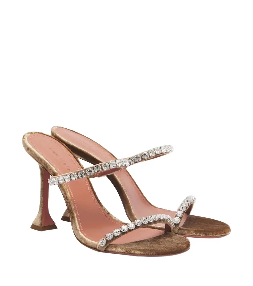 Amina Muaddi Gigi embellished velvet mules