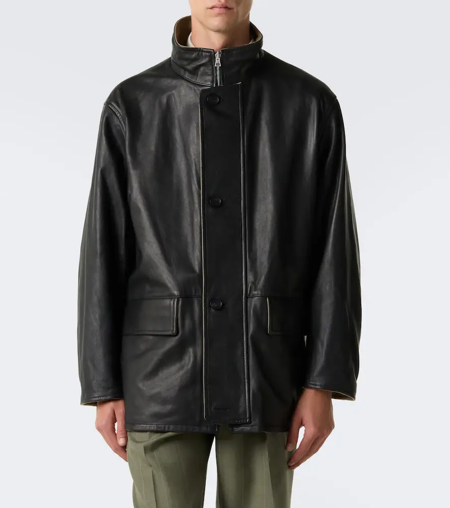 Auralee Reversible leather and wool twill jacket | Thumbnail 4 Auralee Reversible leather and wool twill jacket | Thumbnail 4