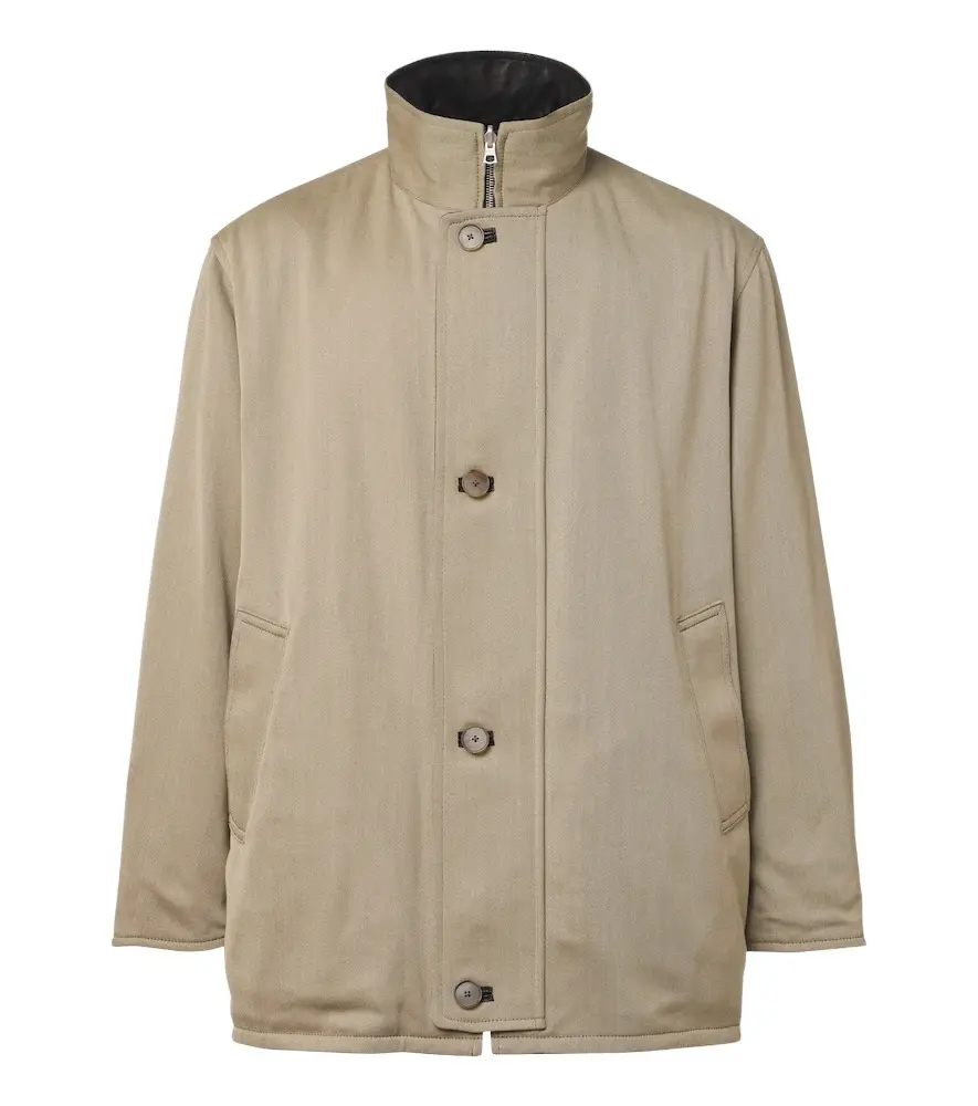 Reversible leather and wool twill jacket Reversible leather and wool twill jacket