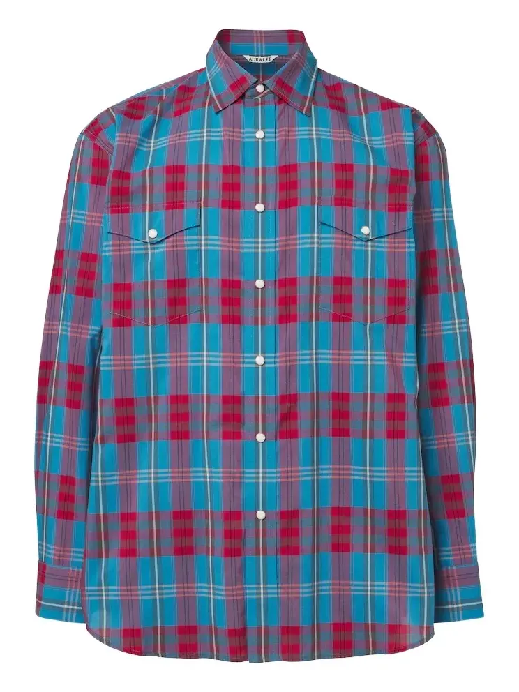 Checked cotton and silk shirt