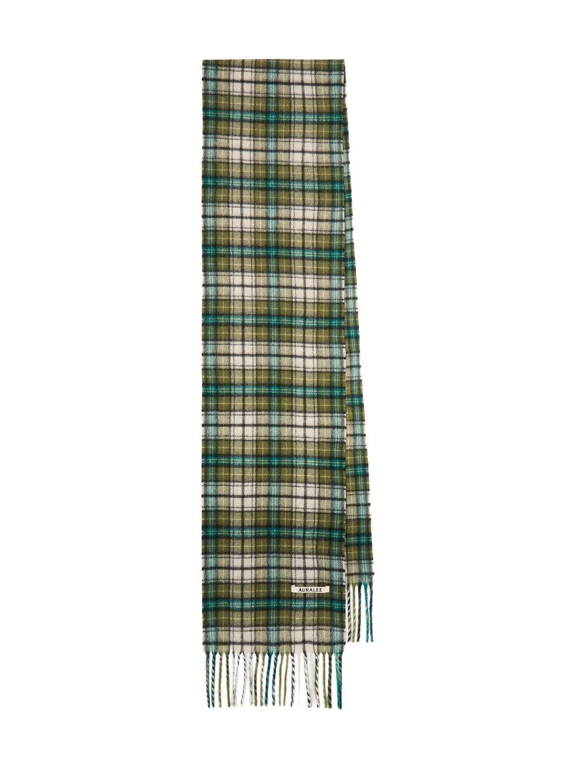 Auralee Checked fringed cashmere scarf