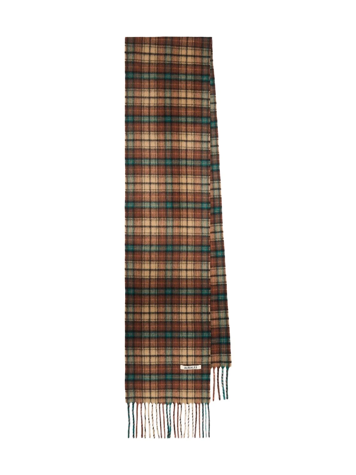 Auralee Checked fringed cashmere scarf