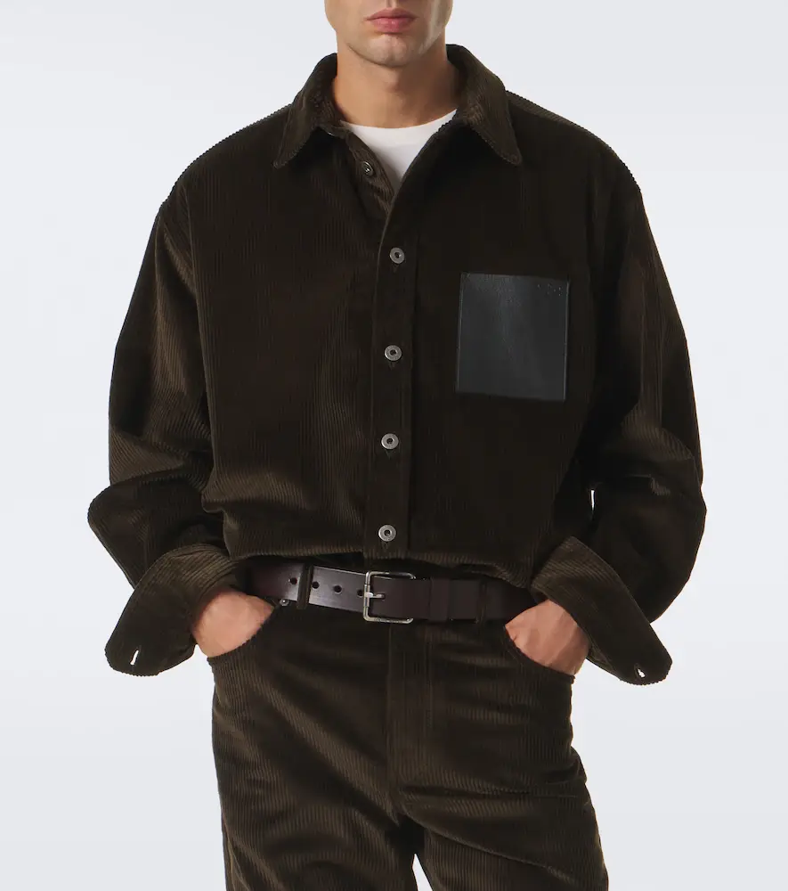 Loewe Leather-trimmed cotton corduroy shirt | Thumbnail 2 Loewe Leather-trimmed cotton corduroy shirt | Thumbnail 2