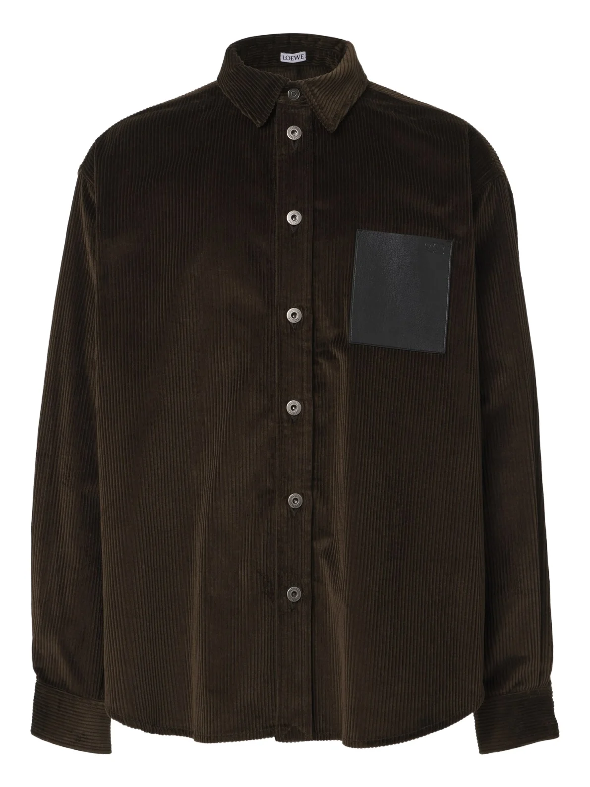 Loewe Leather-trimmed cotton corduroy shirt
