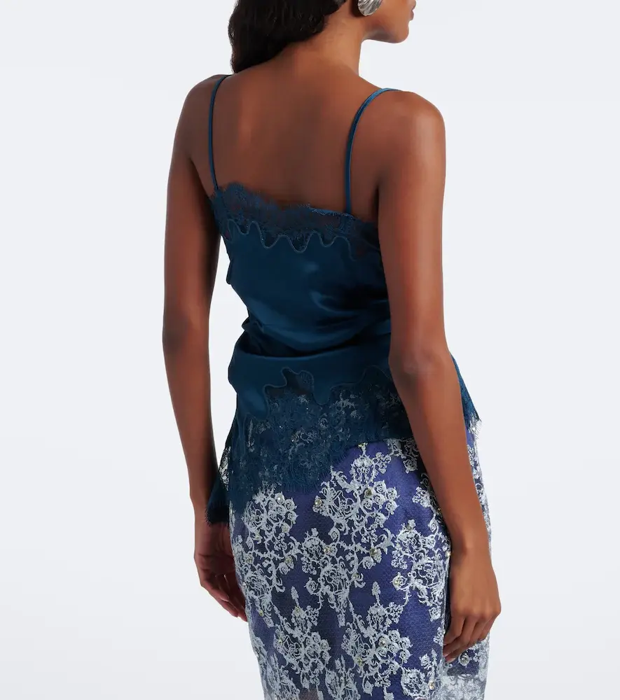 Jacques Wei Ruched lace-trimmed satin camisole | Thumbnail 4