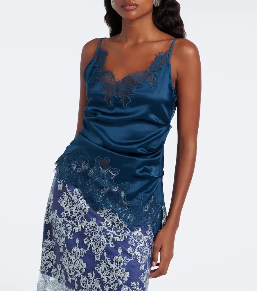 Jacques Wei Ruched lace-trimmed satin camisole | Thumbnail 6