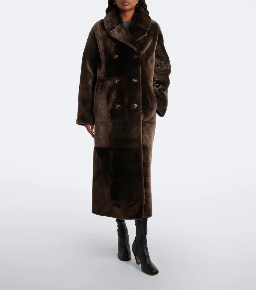 Yves Salomon Double-breasted shearling coat | Thumbnail 2 Yves Salomon Double-breasted shearling coat | Thumbnail 2