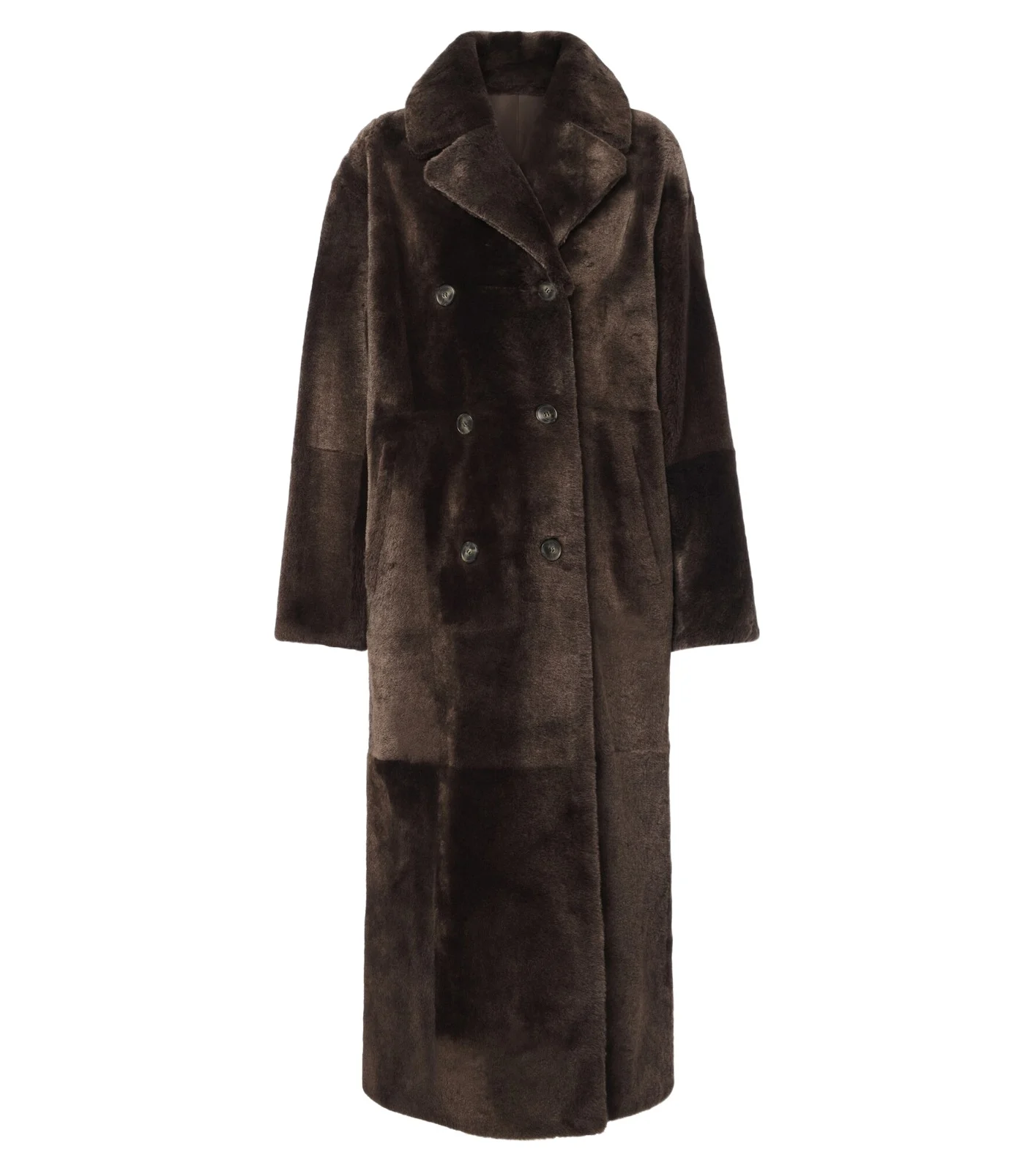 Double-breasted shearling coat