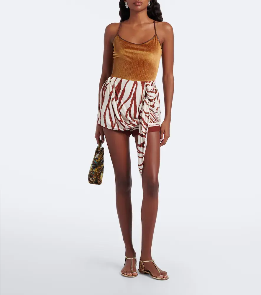 Jacques Wei Leather-trimmed printed shorts | Thumbnail 4 Jacques Wei Leather-trimmed printed shorts | Thumbnail 4