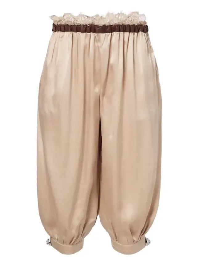Leather-trimmed capri pants