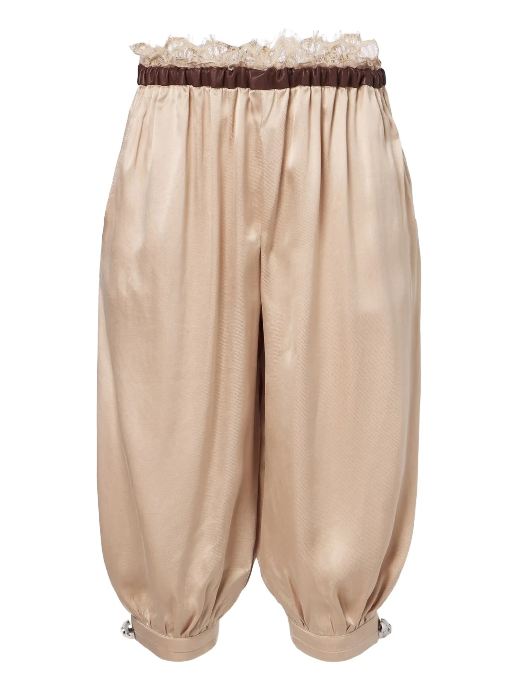 Leather-trimmed capri pants Leather-trimmed capri pants