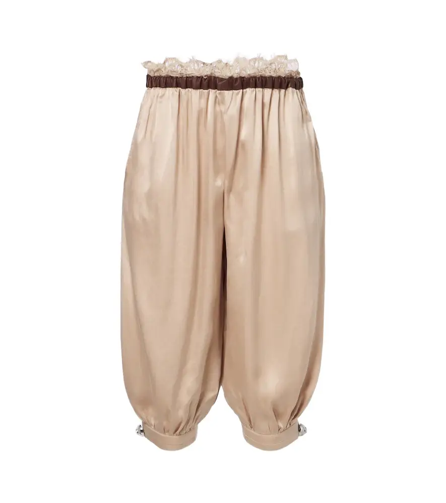 Jacques Wei Leather-trimmed capri pants
