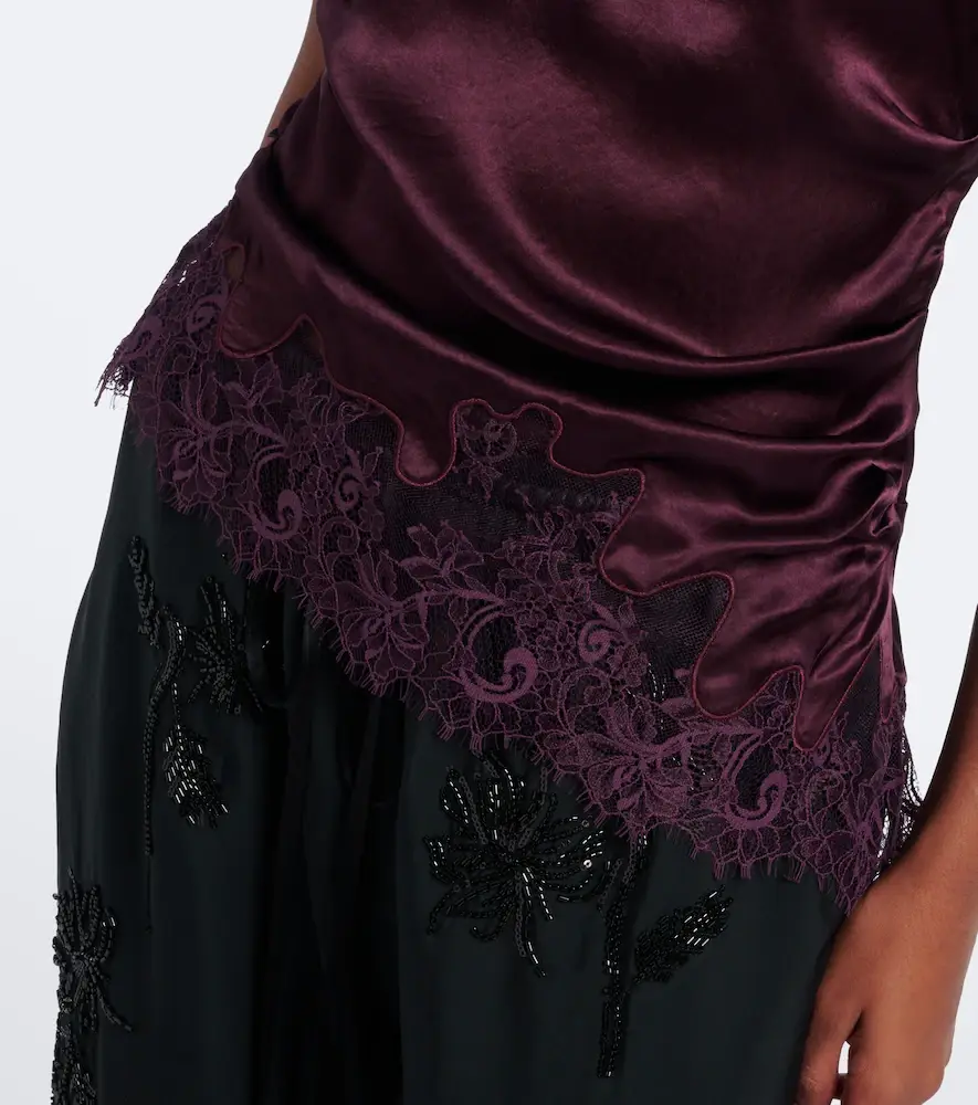 Jacques Wei Ruched lace-trimmed satin camisole | Thumbnail 3
