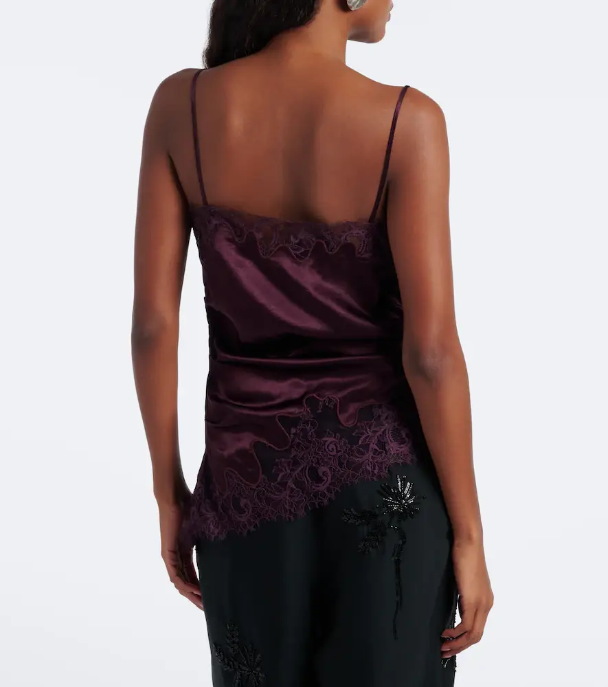 Jacques Wei Ruched lace-trimmed satin camisole | Thumbnail 4