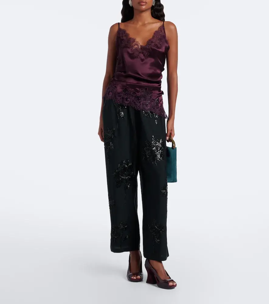 Jacques Wei Ruched lace-trimmed satin camisole | Thumbnail 6